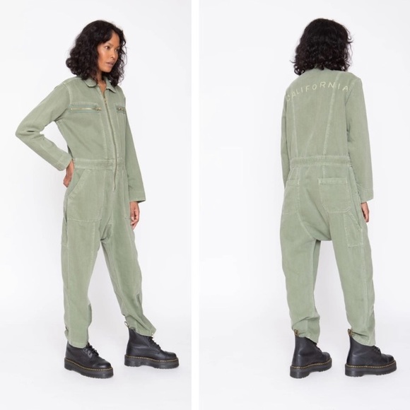 Sandrine Rose x Free People Coveralls Denim Jumpsuit Army Green, Size XS, NWT - Picture 4 of 9